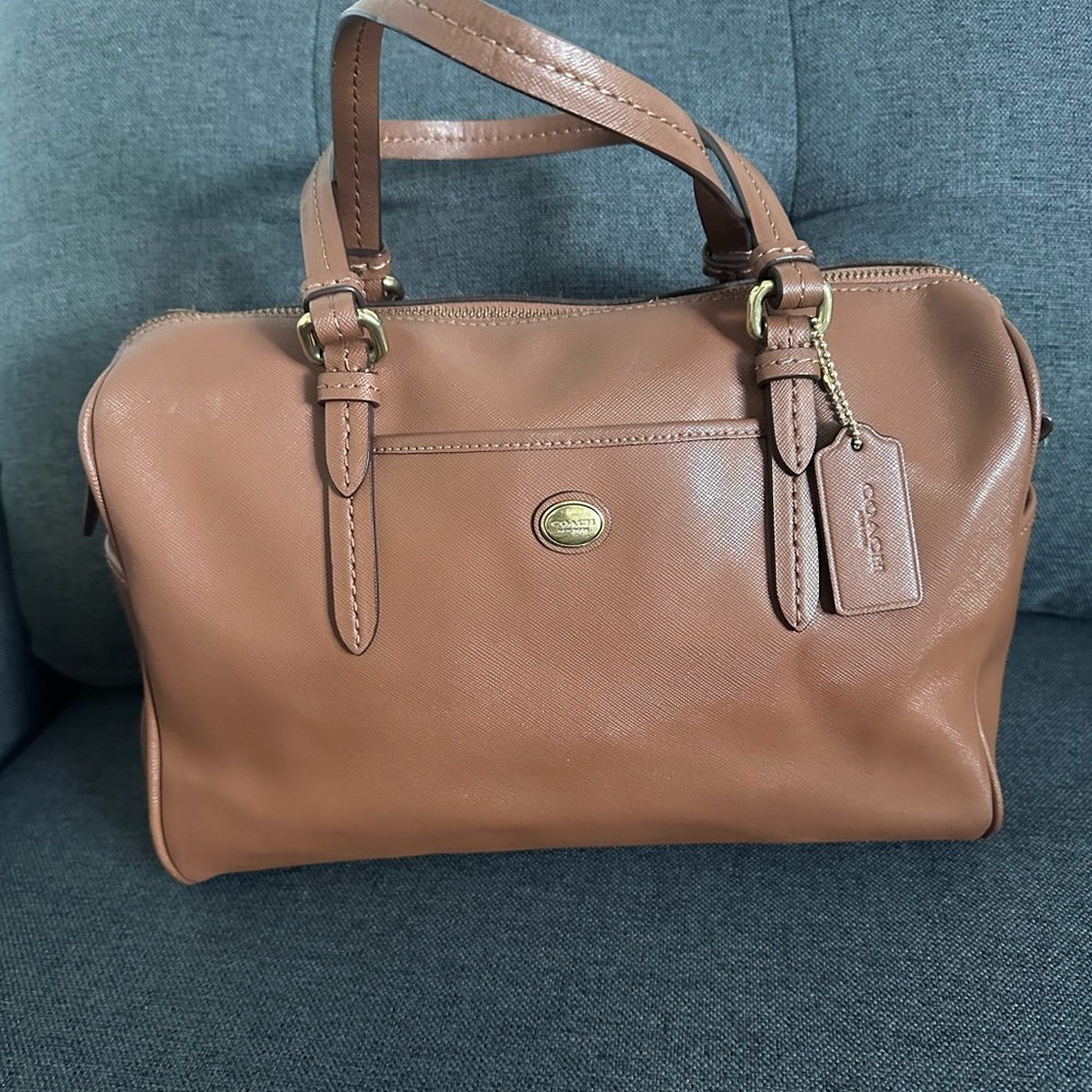 Coach brown Leather Boston speedy doctor style crossbody Handbag purse